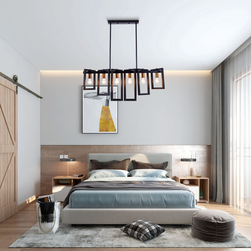 39" Modern Rectangular 6-light Chandelier Dimmable