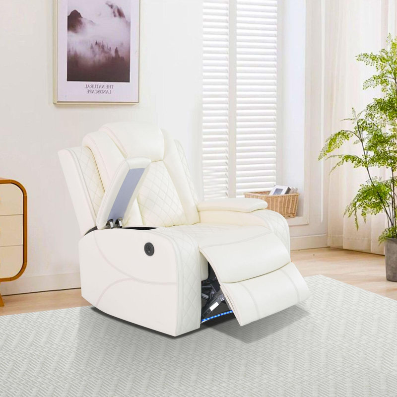 Fauteuil inclinable en cuir respirant, Blanc