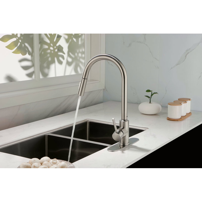 Robinet de cuisine avec douchette extractible, Nickel brossé