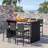 7-piece Patio Bar Dining Set Pe Rattan Furniture Set With Acacia Wood Tabletop & Soft Cushions