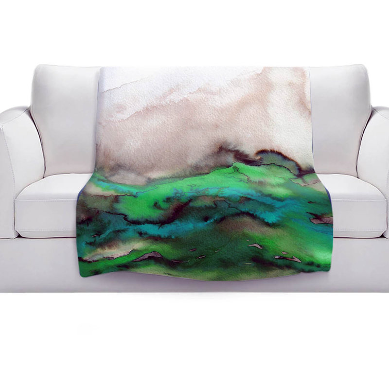 Couverture sherpa doux vert winter ondulations, l 51 po x L 60 po