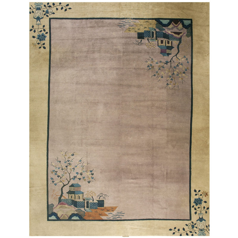 Tapis lavande antique en laine Art déco