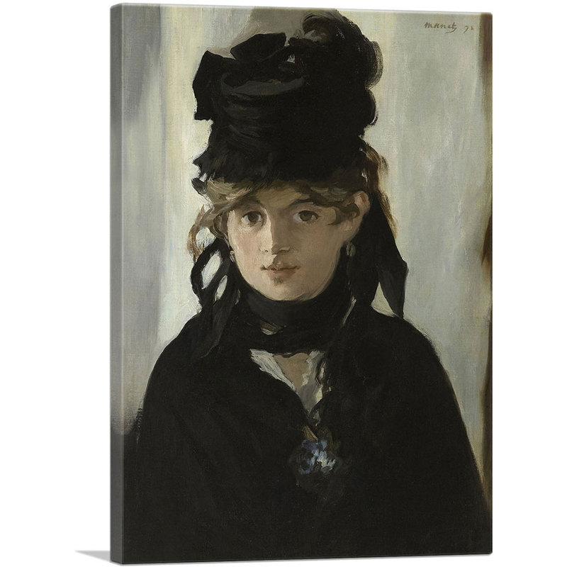 «Berthe Morisot with a Bouquet of Violets 1872» par Edward Manet, reproduction d'art sur toile tendue