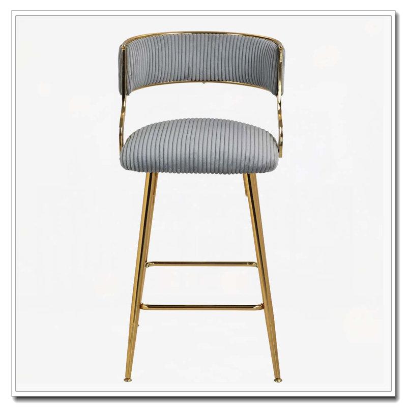 Tabourets de bar en velours côtelé, Gris