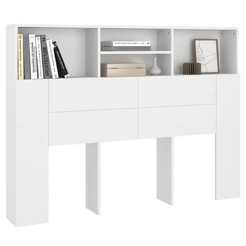 Melby Headboard Cabinet, Double (4'6), White