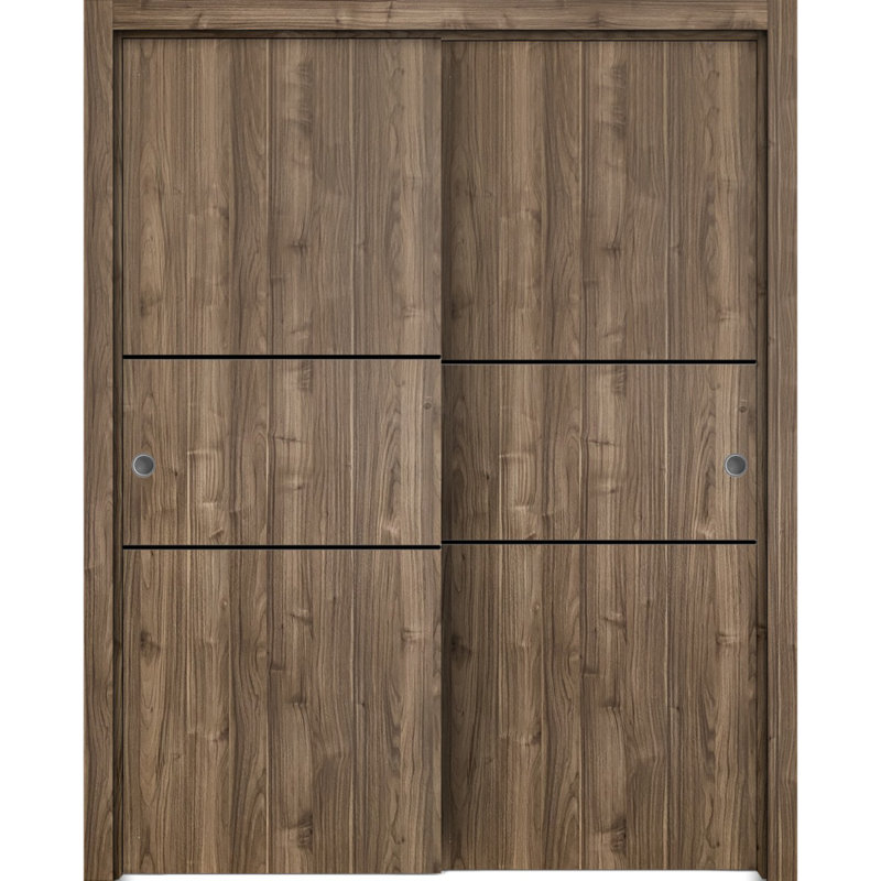 Porte de grange en bois massif massif, Noyer, 64 po x 84 po