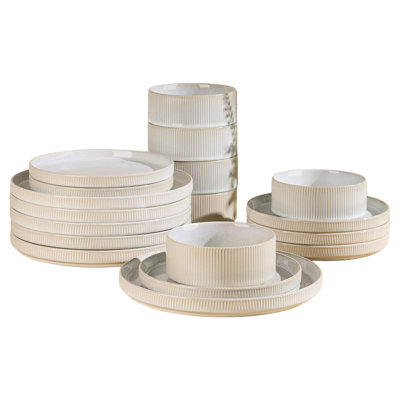 Didadi 18 Pieces Porcelain Lightweight Plates And Bowls Sets, Ceramic Dinnerware Sets For 6, Scratch Resistant Dish Set, Oven & Microwave & Dishwasher Safe, Reactive White
