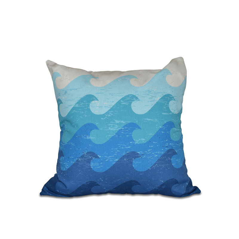 Coussin décoratif intérieur / extérieur Surf, Sand & Sea, Bleu, H 20 po x l 20 po