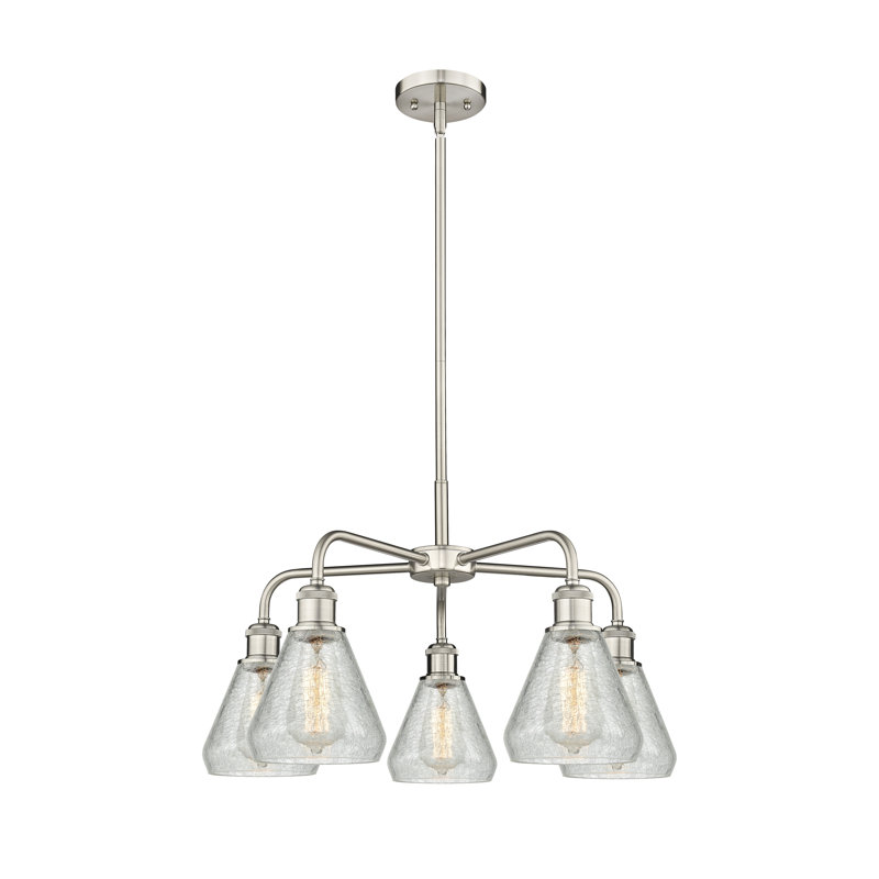 Lustre conique à 5 lumières Kotter, Nickel satiné