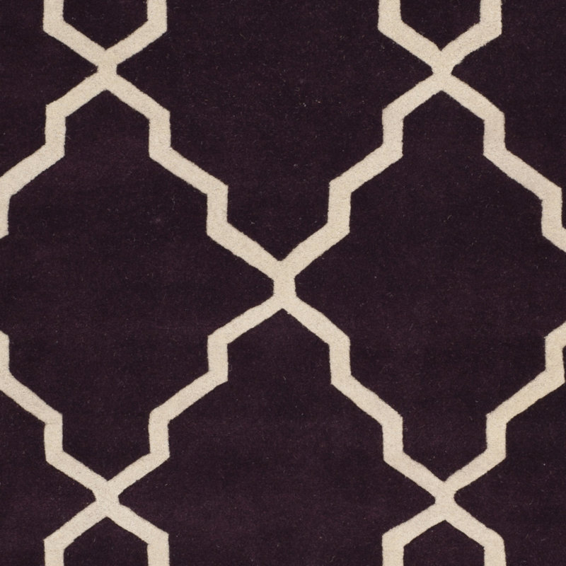 Handmade Dark Purple Wool Tufted Rectangular Rug