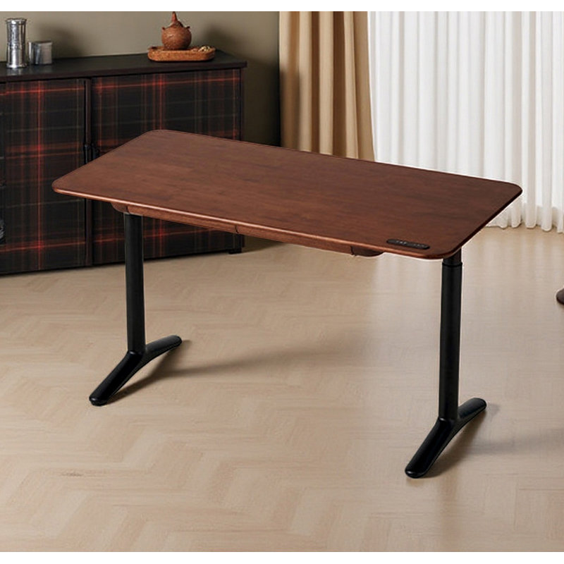 Modern Solid Wood Smart Electric Lifting Desk, 28.71" H x 47.24" W x 27.56" D, Brown/Black