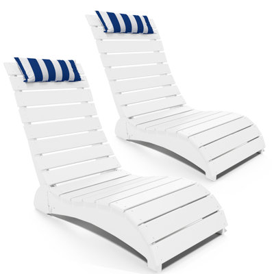 HDPE Patio Chaise Lounge, Waterproof Ergonomic Design with 3-Position Adjustable & Headrest, for Pool, Deck & Beach