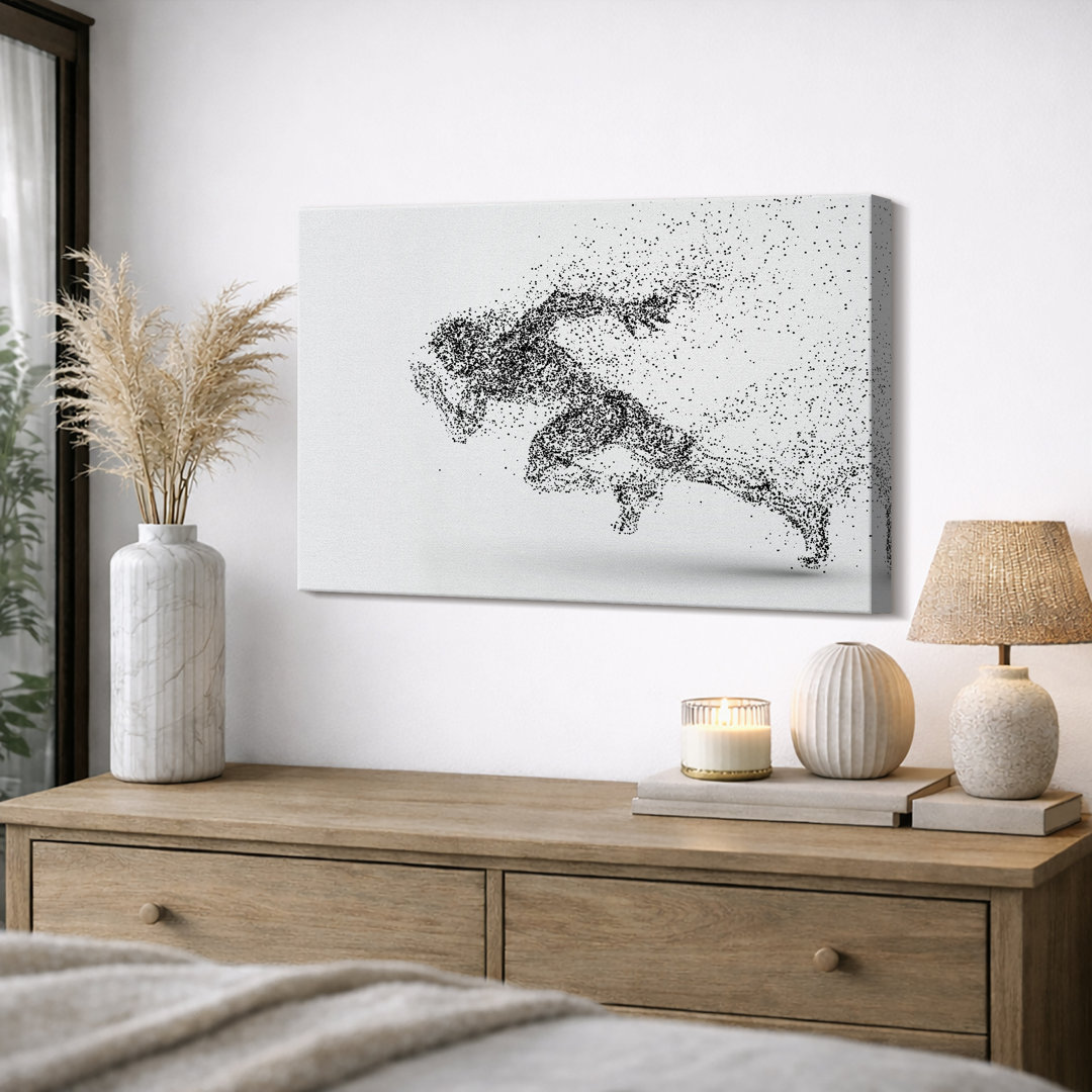 Sport " Black And White Dot Explosion Pictures, Abstract Track And Field Runner Artwork, Large Giclee Canvas Digital Print Wall Art " IDEA4WALL Overall 
