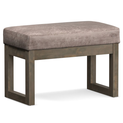 Milltown Ottoman Bench with Upholstered Seat and Solid Wood Frame