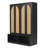 Farmhouse Style 55.1"W Black Finish Hall Tree with Rattan Cabinet Doors, Adjustable Inner Shelves and 6 Coat Hooks, 4-in-1 Entryway Storage Bench Cabinet for Living Room & Mudroom-129768573
