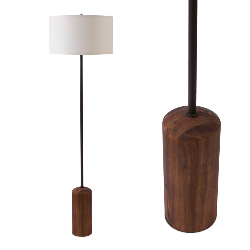 Lampe sur pied à DEL 60 po avec base lourde au fini noyer Oren