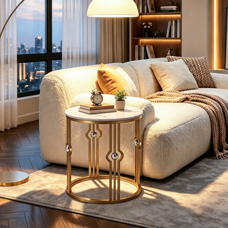 Modern Round 2-piece End Table Set