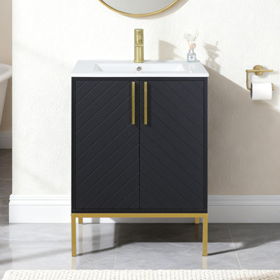 Ensemble de meuble-lavabo simple 24 po noir