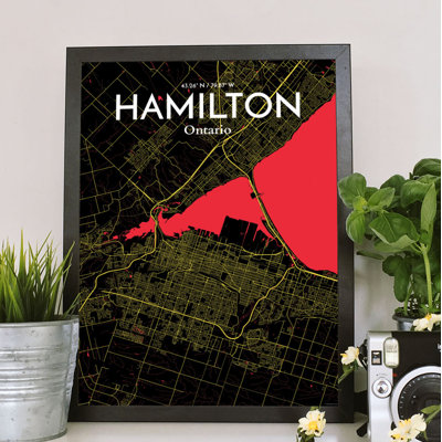 Hamilton City Map - No Frame Print