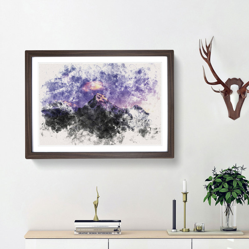 Mountains in Nepal at Night - Framed Print, 24cm H x 33cm W x 2cm D, Walnut Framed