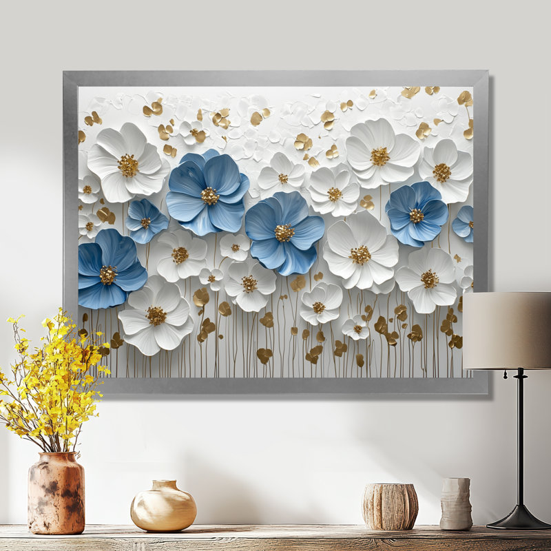Ikramudeen II - Floral Wall Art, H 12 po x l 20 po, Reproduction encadrée d'une seule photo, Argent argent