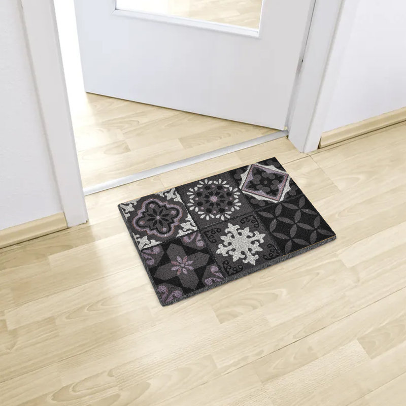 Sheltered Coconut Door Mat Printed Cement Tile 24x16 Gray