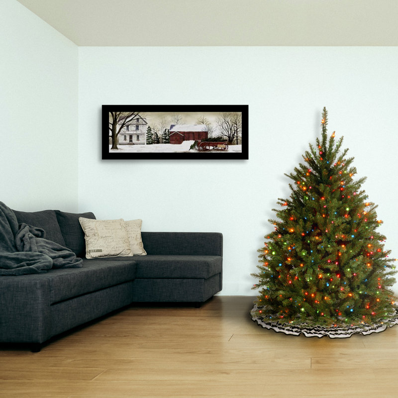 Dunhill Fir 6.5' Hinged Green Artificial Christmas Tree with 650 Multicolored Lights, 4.5' H