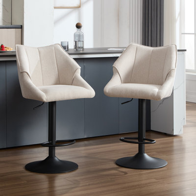 Swivel Upholstered Counter Stool with Metal Frame