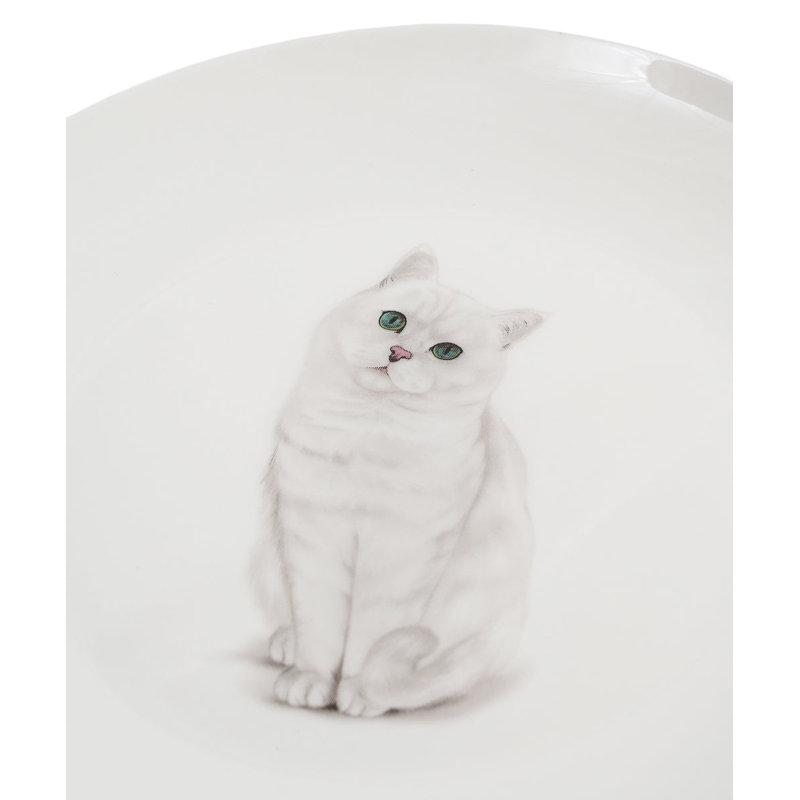 Porcelaine milieu impression 6 plaques - British Shorthair (argent)