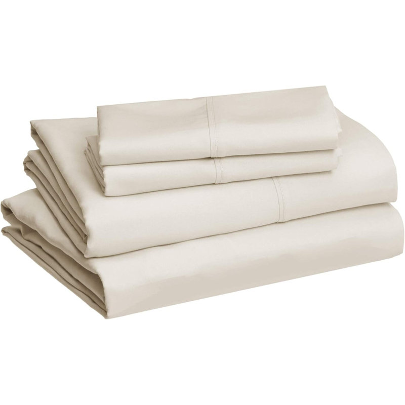 Beige Solid Color Queen Size Four-Piece Bedding Set, Made Of Lightweight, Soft, And Breathable Microfiber, With 14-Inch Deep Pockets For Easy Care.