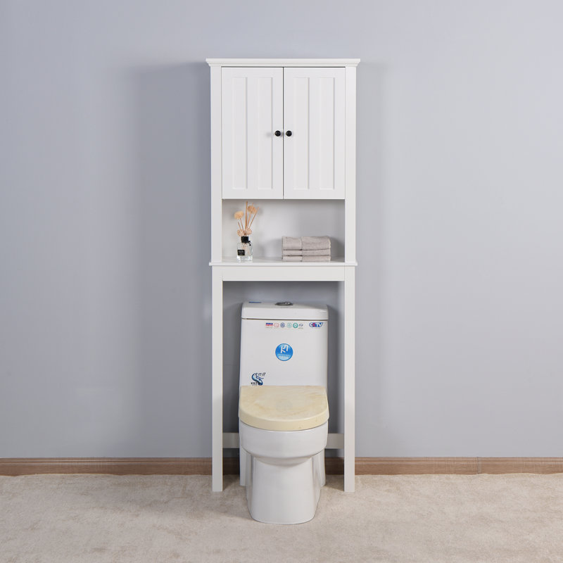 Armoire de rangement pour salle de bain en bois au-dessus de la toilette avec tablette réglable 23,62 x 7,72 x 67,32 po