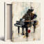 Ensemble de 1 tableau abstrait sur toile représentant un piano-414439527-414439516