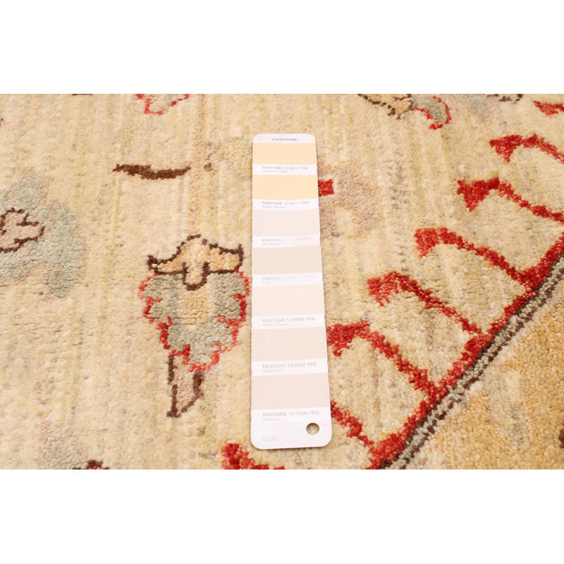 Tapis unique en laine noué à la main crème 9 pi 9 po x 14 pi 7 po New Age