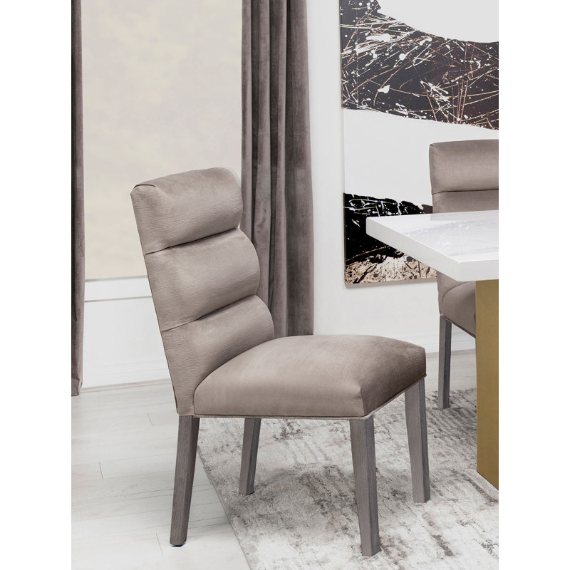 Chaise de salle à manger rembourrée Madylyn, Brun, Gris