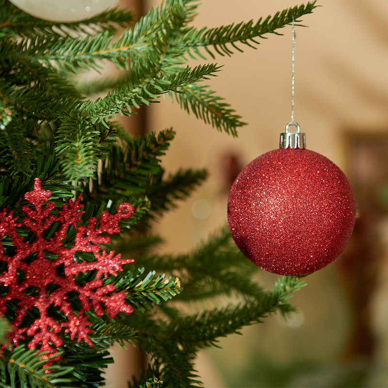 Miluhome 120 pièces décorations de Noël rouges incassables boules de Noël paillettes suspendues décorations de Noël