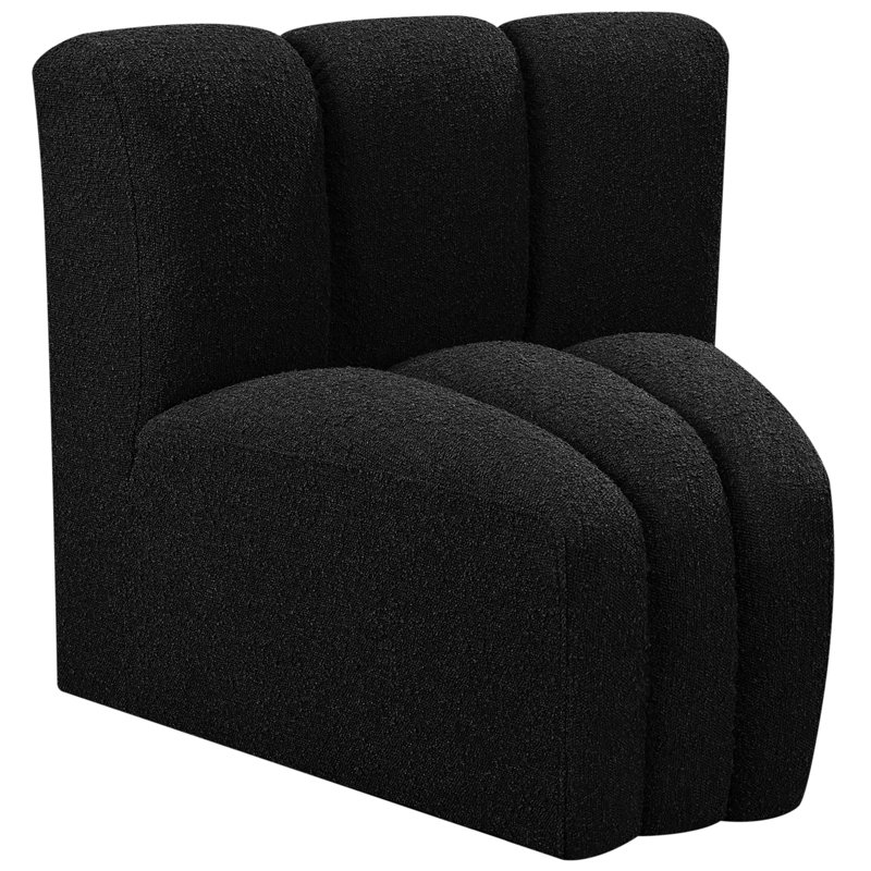 Chaise d'appoint rembourrée Iyahna, Tissu bouclé noir