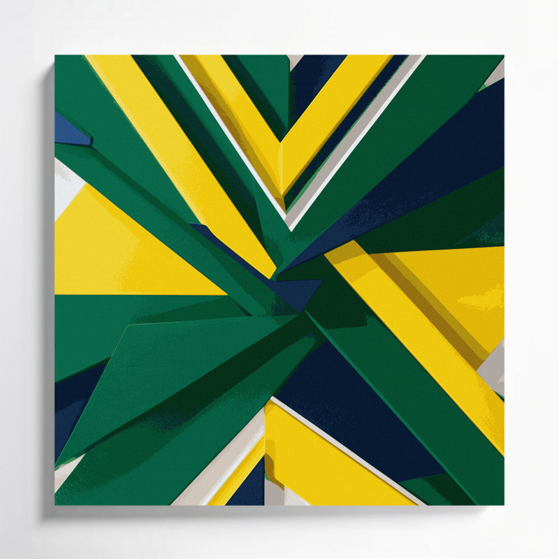 «Geometric Abstraction 7», art mural sur toile verte, H 32 po x l 32 po