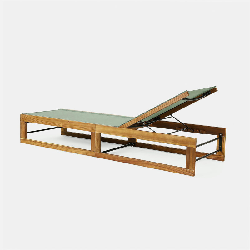 Chaise longue Mia, Vert menthe / teck