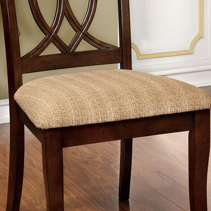 Ensemble de salle à manger 5 pièces de style contemporain avec table à piédestal ronde en bois massif brun et 4 chaises d'appoint