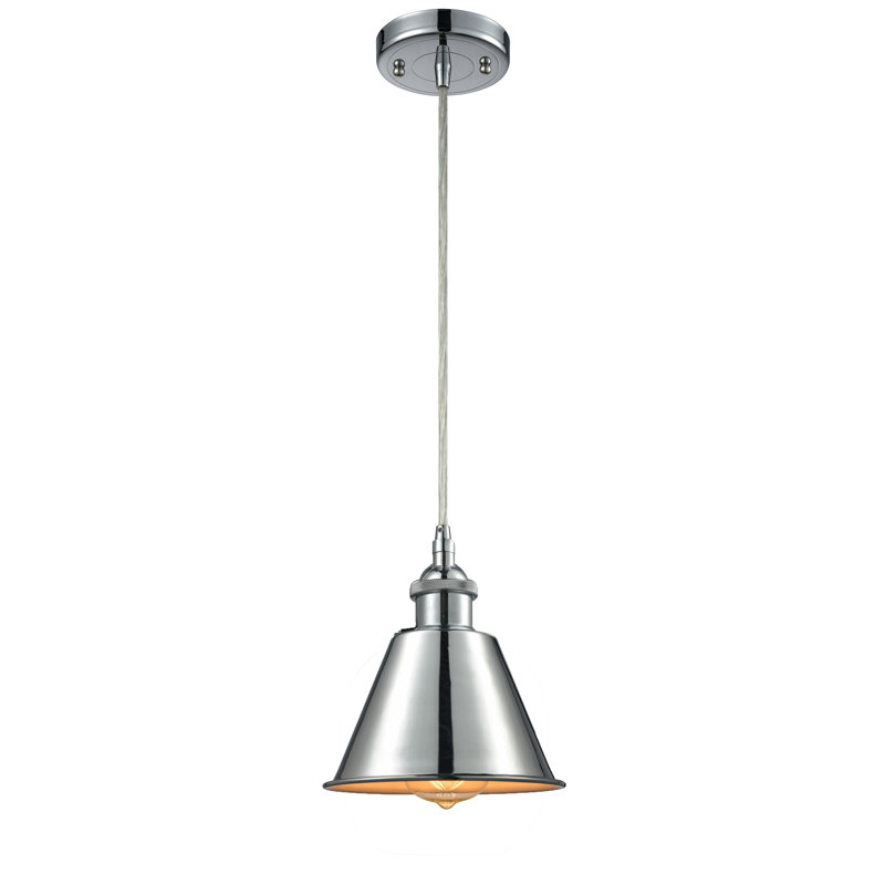 Luminaire suspendu conique 1 lumière Farlane, Chrome poli, Ampoule DEL 6 watts Vinage