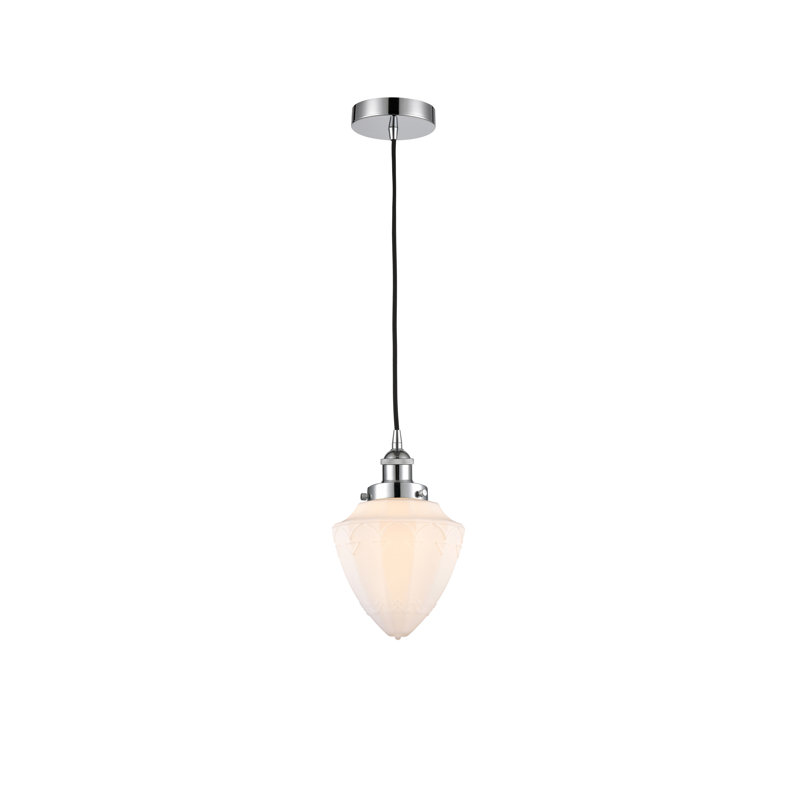 Lakashia 1 - Light Single Pendant, 11.75" H x 7" W x 7" D, Polished Chrome, Matte White