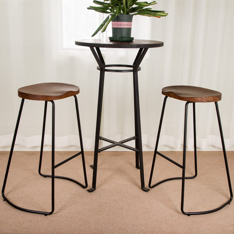 Ensemble de siège de selle en bois massif avec repose-pieds Alazia, Tabouret de bar (siège d'une hauteur de 30 po), 2