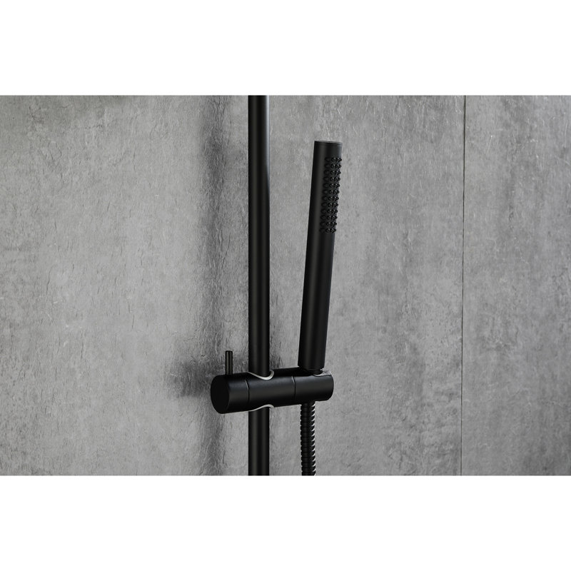 28-inch Slide Bar Handheld Shower With Adjustable Height And 59-inch Hose In Black Tone Robust Hose, Bar, Head Opaque