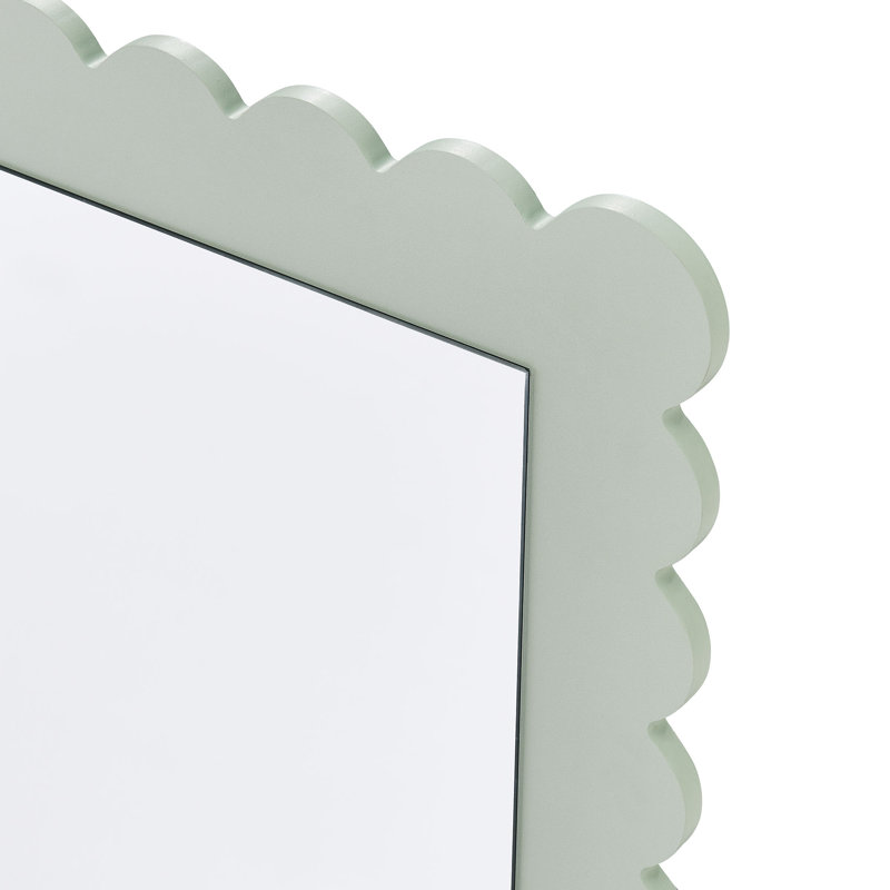 Emmeline Scalloped Rectangle Wall Mirror, 36.22" x 22.44", Sage