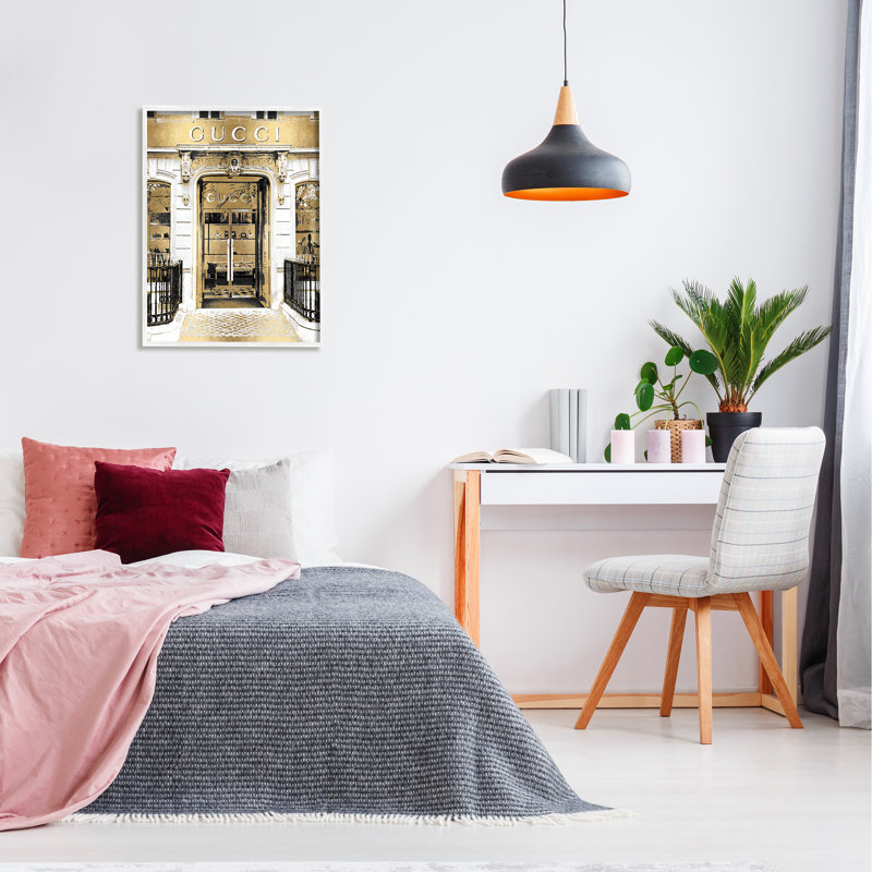 Downtown Glam Designer Fashion Boutique d'accessoires d'architecture, L 24 po x H 24 po, Giclée encadrée blanc bord de mer