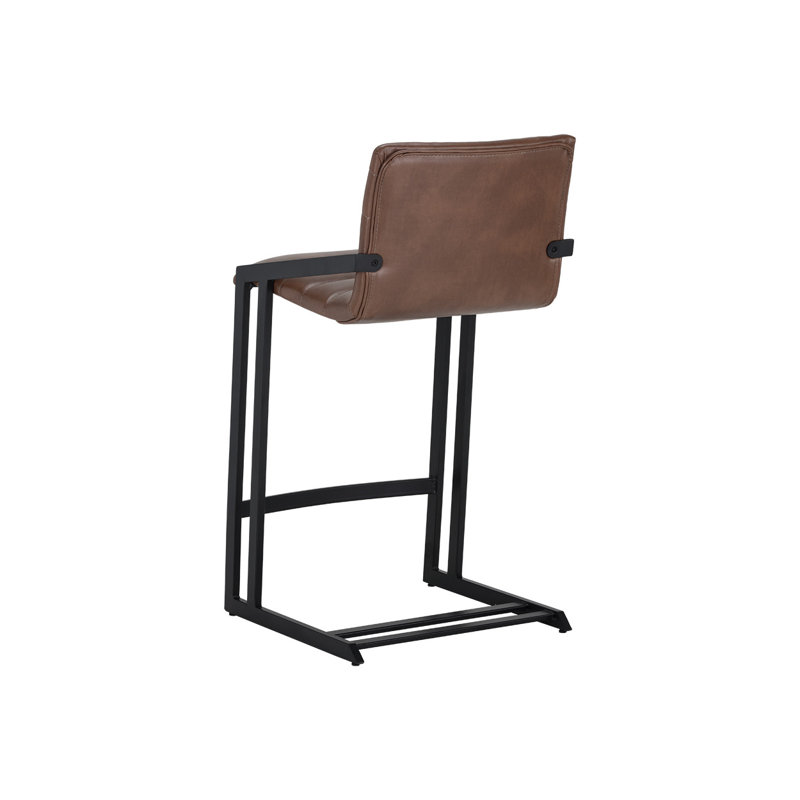 Webber Upholstered Stool with Metal Frame, Black Faux Leather, Counter Stool (26" Seat Height)