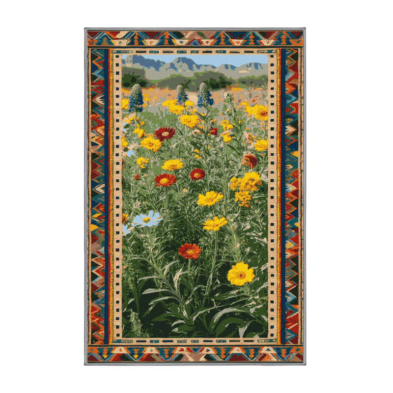 Tapis lavable Wildwest Desert Wildflower, Rectangle 5 pi x 7 pi