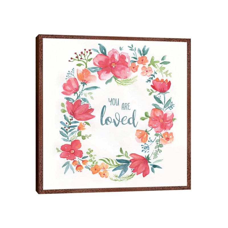 You Are Loved 1 Piece Wall Art on Canvas, 93.98 cm H x 93.98 cm W, Classic Brown Wood Framed