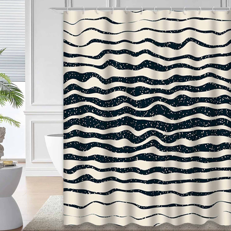 Rideau de douche rétro avec 12 crochets, L 72 po x l 72 po