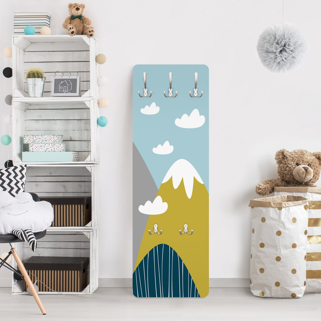 Mountains with Clouds Wall Mounted Coat Rack